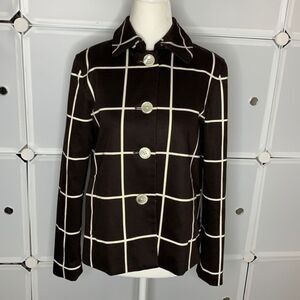 Lauren Ralph Lauren Brown & White Swing Checked Jacket Blazer Size PP
